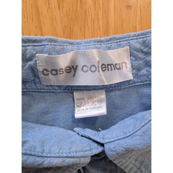 VTG Casey Coleman Button Up Shirt Blue Embroidered Winter Wolves Cotton Size XL - Picture 4 of 9